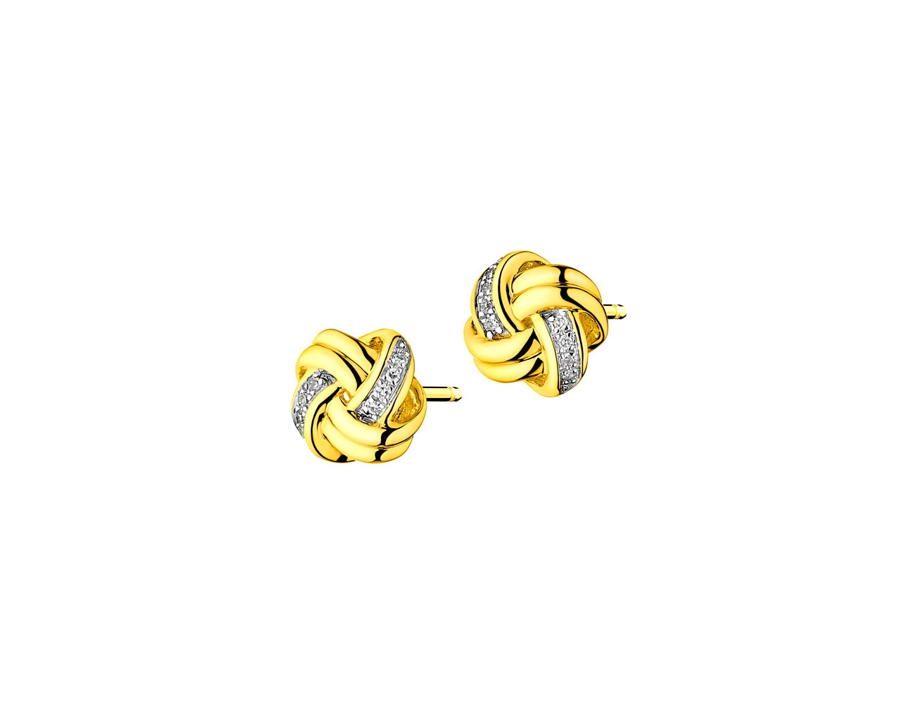 Kolczyki z żółtego złota z diamentami 0,05 ct - próba 375