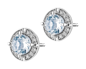 585 Rhodium-Plated White Gold Earrings with Diamonds 0,12 ct - fineness 14 K