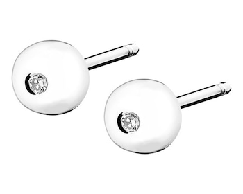 375 Rhodium-Plated White Gold Earrings with Diamonds 0,01 ct - fineness 9 K