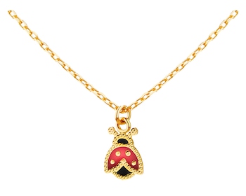 Yellos gold necklace with enamel - ladybird