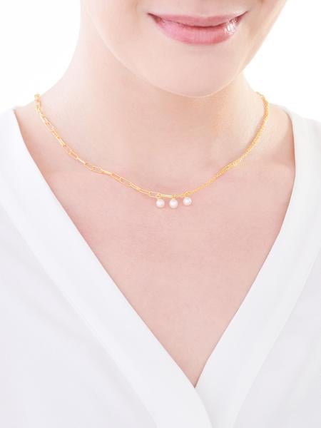 Pozlacený stříbrný náhrdelník s perlami