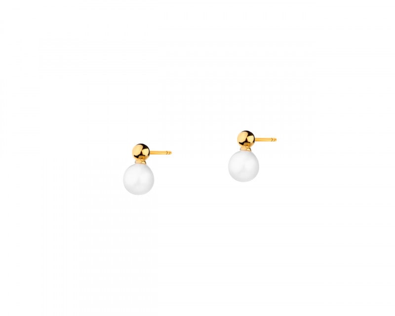 Gold-Plated Silver Earrings with Pearl