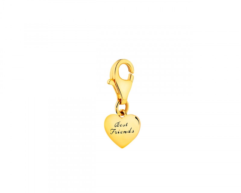 Gold plated silver charm pendant - friendhip, heart