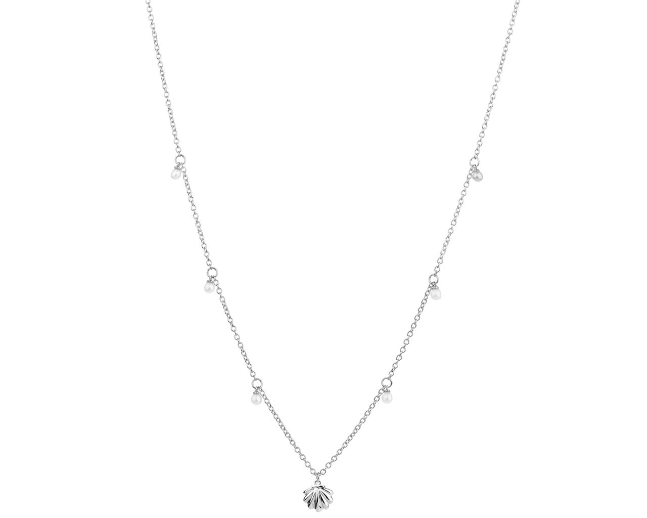 Stříbrný náhrdelník s perlami - mušle