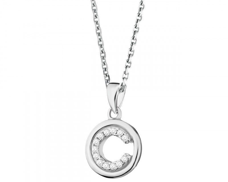 Rhodium Plated Silver Pendant with Cubic Zirconia