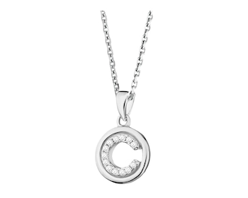 Rhodium Plated Silver Pendant with Cubic Zirconia