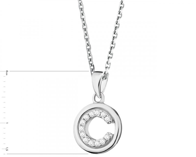 Rhodium Plated Silver Pendant with Cubic Zirconia