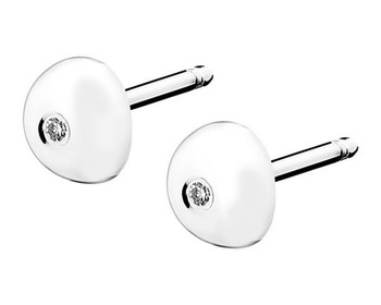 585 Rhodium-Plated White Gold Earrings with Diamonds 0,01 ct - fineness 14 K