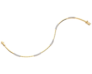Bransoletka z żółtego złota z brylantami - 18 cm, 0,17 ct - próba 585