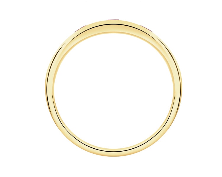 9 K Rhodium-Plated Yellow Gold Ring with Diamonds - fineness 9 K