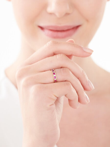 9 K Rhodium-Plated Yellow Gold Ring with Diamonds - fineness 9 K