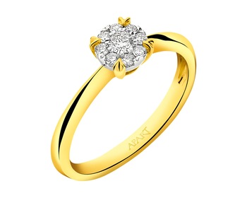 Prsten ze žlutého zlata s brilianty 0,15 ct - ryzost 585