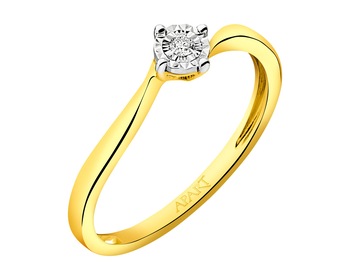 Prsten ze žlutého a bílého zlata s briliantem  0,02 ct - ryzost 585