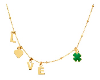 Collar de oro esmaltado - Love, Corazón, Trébol></noscript>
                    </a>
                </div>
                <div class=