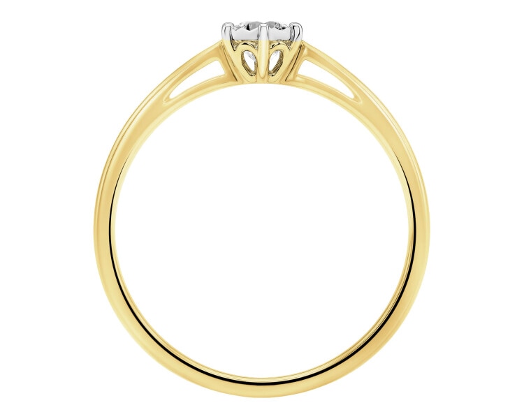 375 Yellow And White Gold Plated Ring with Diamond - 0,02 ct - fineness 375