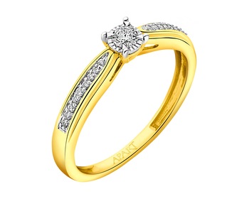 Prsten ze žlutého a bílého zlata s brilianty 0,12 ct - ryzost 585