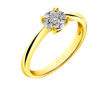 Prsten ze žlutého zlata s brilianty  0,10 ct - ryzost 585