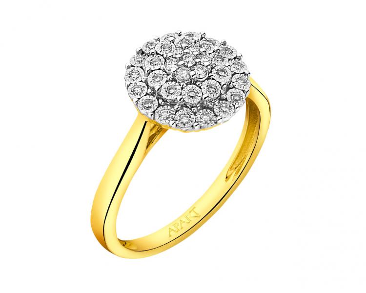 Prsten ze žlutého zlata s diamanty 0,15 ct - ryzost 585