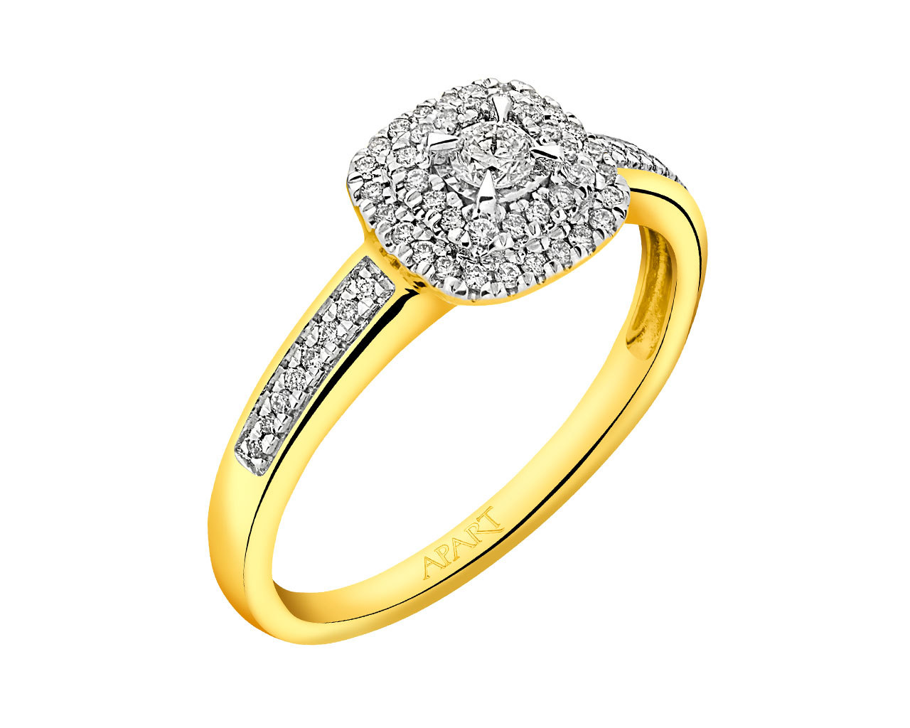 Prsten ze žlutého a bílého zlata s brilianty  0,22 ct - ryzost 585