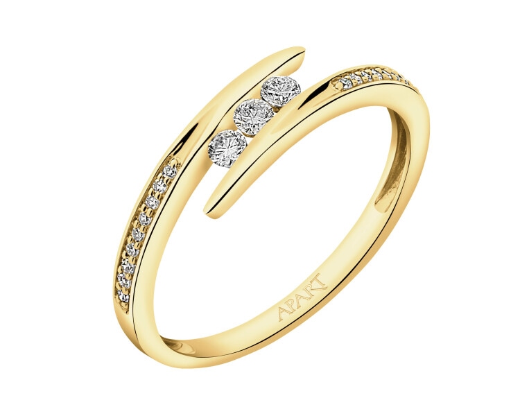 Prsten ze žlutého zlata s diamanty - 0,15 ct - ryzost 585