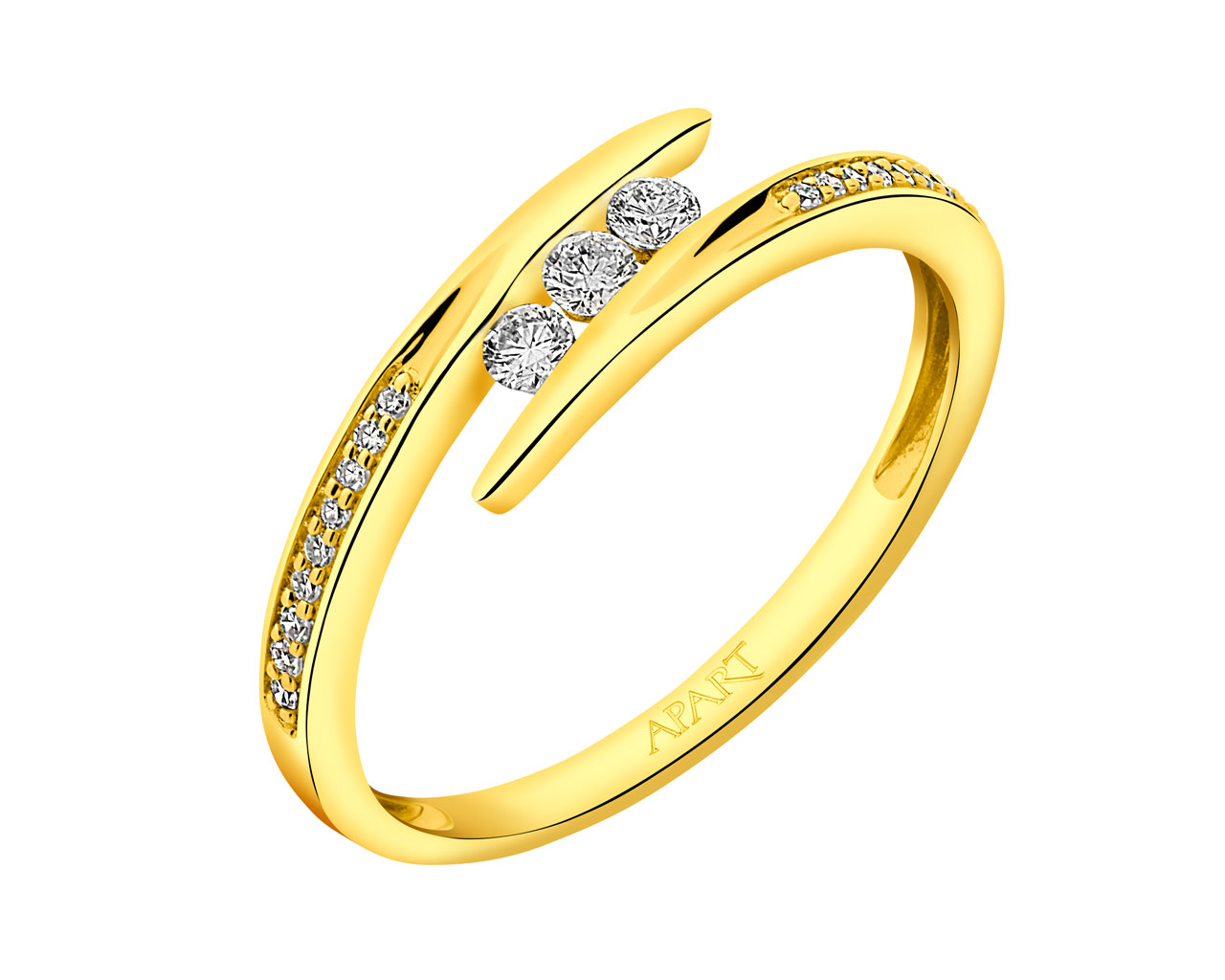 Prsten ze žlutého zlata s diamanty  0,15 ct - ryzost 585