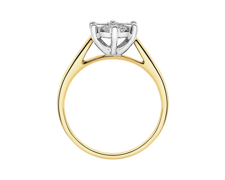 Pierścionek z żółtego i białego złota z brylantami - 0,35 ct - próba 585
