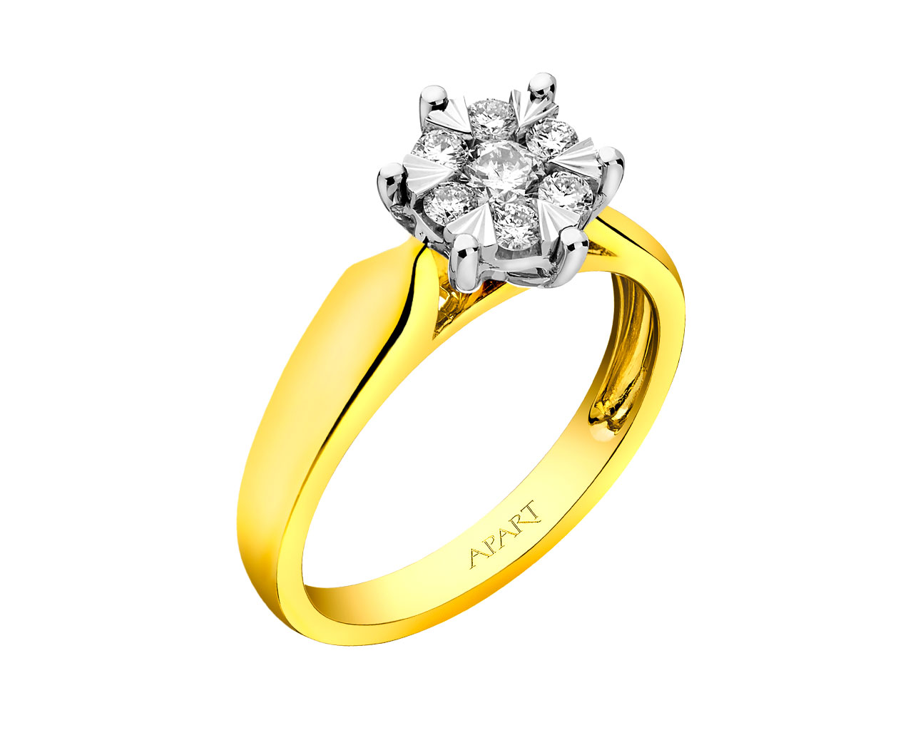 Prsten ze žlutého a bílého zlata s brilianty  0,35 ct - ryzost 585
