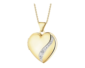 9 K Rhodium-Plated Yellow Gold Pendant with Diamonds - 0,01 ct - fineness 9 K