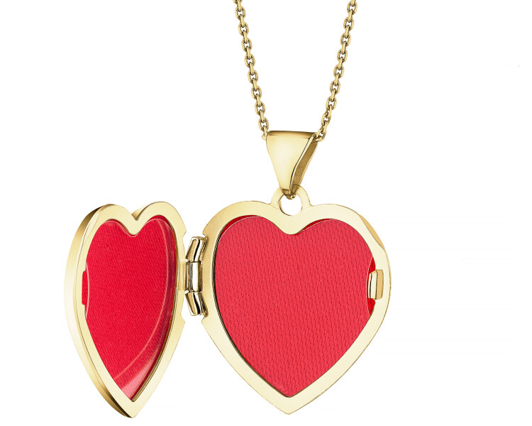 Zawieszka z żółtego złota z diamentami - puzderko - serce - 0,01 ct - próba 375