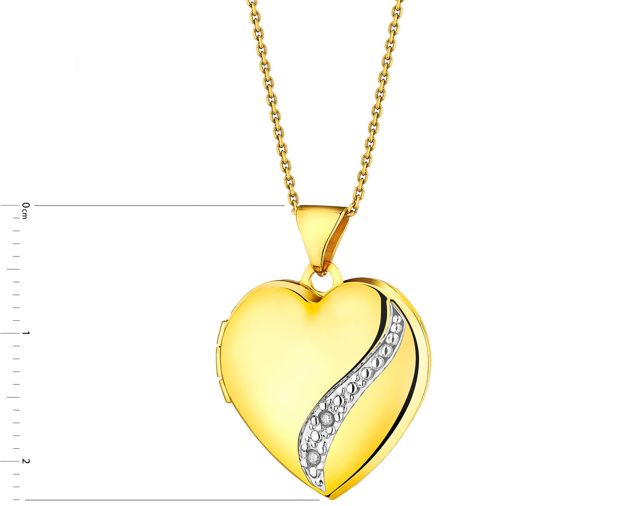 Puzderko z żółtego złota z diamentami - serce 0,01 ct - próba 375