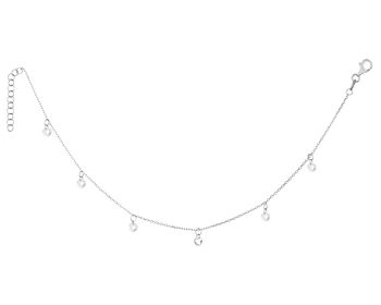 Rhodium Plated Silver Anklet with Glass