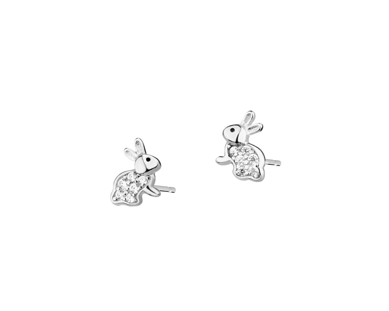Kolczyki srebrne z cyrkoniami - króliki