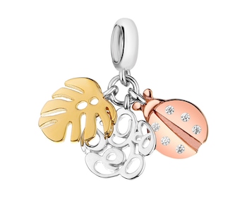 Rhodium Plated Silver, Gold Plated Silver, Rose Gold Plated Silver Pendant with Cubic Zirconia