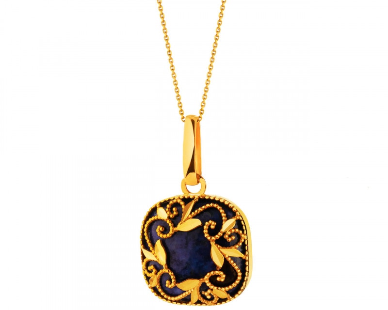Yellow Gold Pendant with Lapis