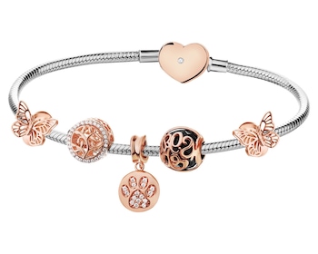 Bransoletka beads - zestaw - motyl, drzewko, łapka, serce