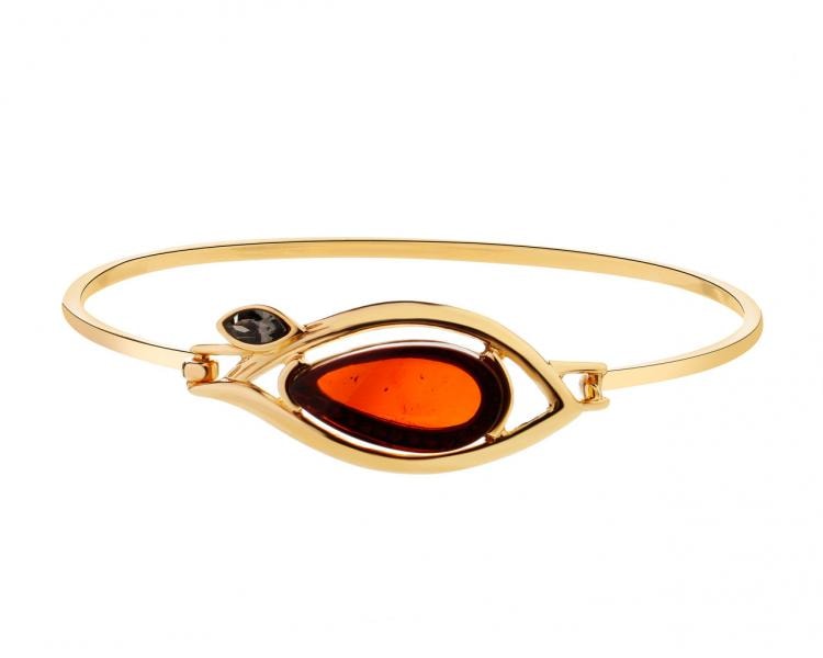 Gold-Plated Silver Bracelet with Amber