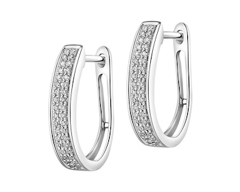 585 Rhodium-Plated White Gold Earrings with Diamonds 0,16 ct - fineness 14 K