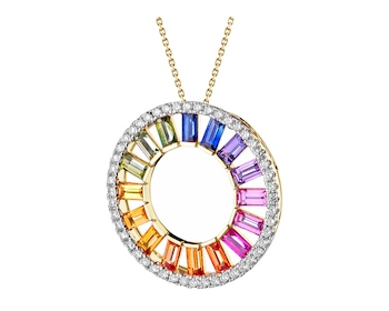 14 K Rhodium-Plated Yellow Gold Pendant with Diamonds - fineness 14 K