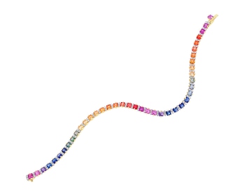 14 K Rhodium-Plated Yellow Gold Bracelet with Diamonds - fineness 14 K