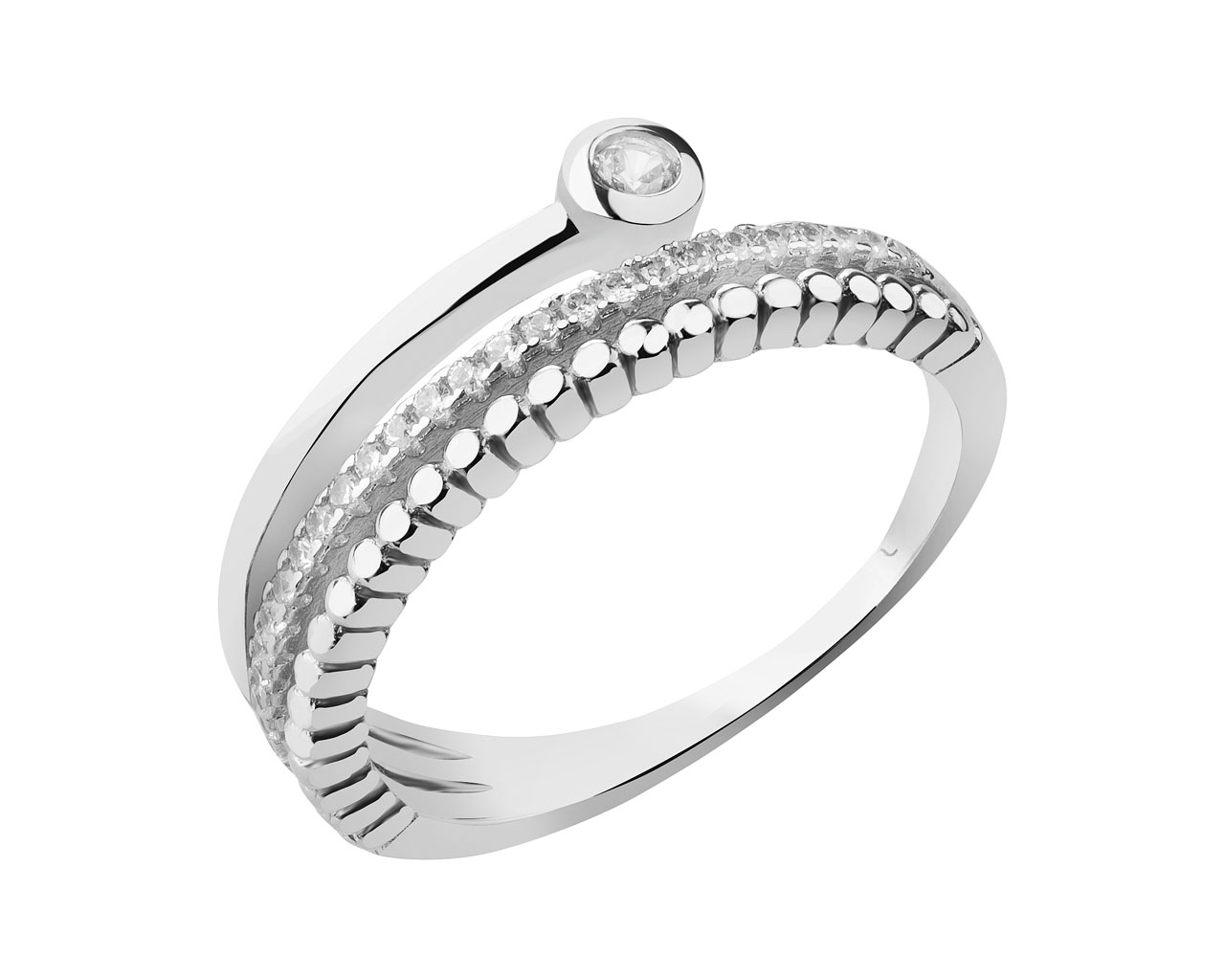 Rhodium Plated Silver Ring with Cubic Zirconia - Ref No AP525-7271 / Apart