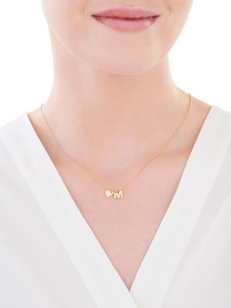 Pozlacený stříbrný náhrdelník - písmeno M, srdce
