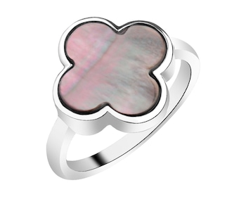 Rhodium-Plated Brass Ring with Mother Of Pearl></noscript>
                    </a>
                </div>
                <div class=