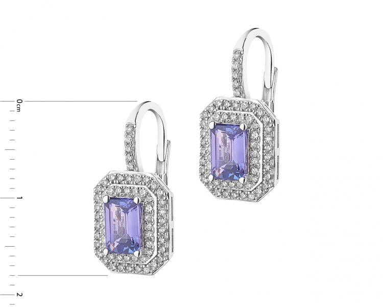 585 Rhodium-Plated White Gold Earrings with Diamonds - fineness 14 K