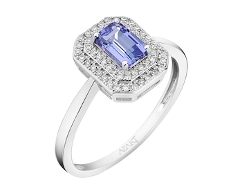 585 Rhodium-Plated White Gold Ring with Diamonds - fineness 14 K