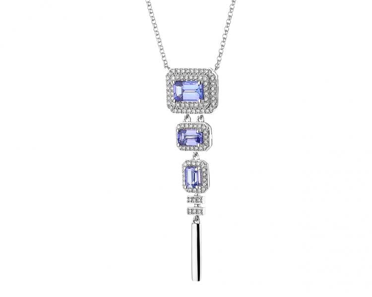 585 Rhodium-Plated White Gold Necklace with Diamonds - fineness 14 K