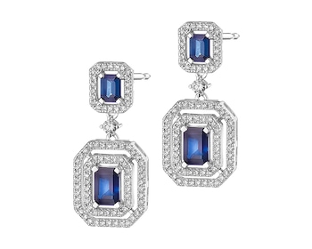 585 Rhodium-Plated White Gold Earrings with Diamonds 0,57 ct - fineness 14 K