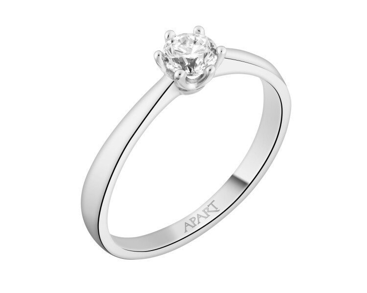 585 Rhodium-Plated White Gold Ring with Brilliant Cut Diamond - 0,30 ct - fineness 14 K