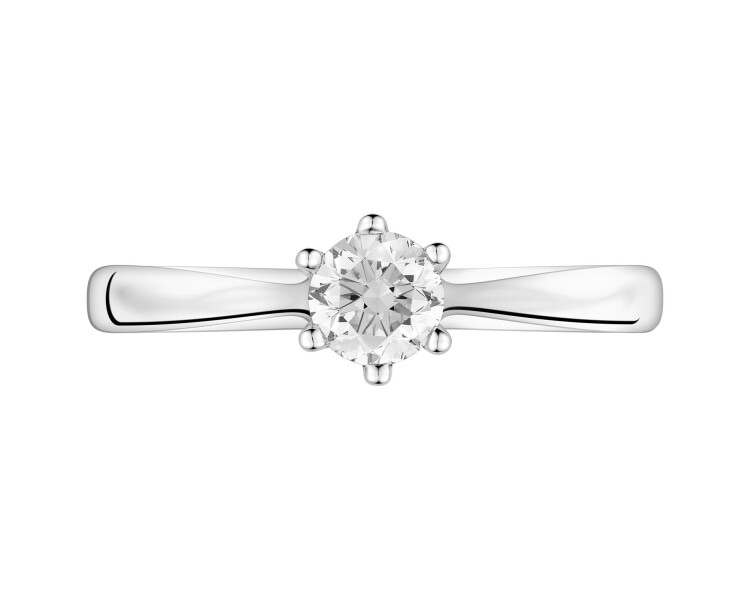 585 Rhodium-Plated White Gold Ring with Brilliant Cut Diamond - 0,30 ct - fineness 14 K