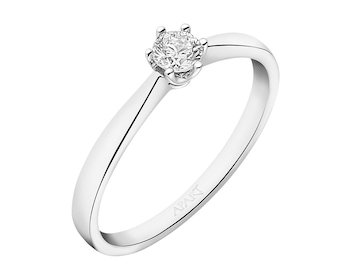 585 Rhodium-Plated White Gold Ring with Brilliant Cut Diamond 0,30 ct - fineness 14 K