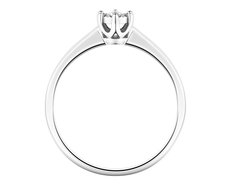 585 Rhodium-Plated White Gold Ring with Brilliant Cut Diamond - 0,10 ct - fineness 14 K